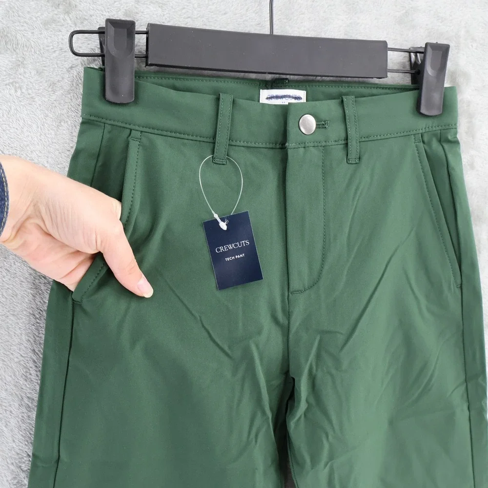 Crewcuts Slim Tech Chino Boy 7 Green Performance Adjustable Waist Preppy $70 NWT